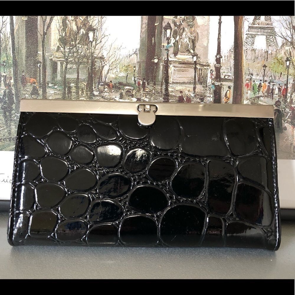Faux Alligator Leather Wristlet